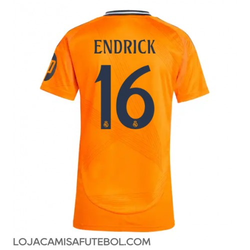 Camisa de Futebol Real Madrid Endrick #16 Equipamento Secundário Mulheres 2024-25 Manga Curta